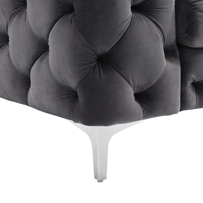 The Rocky Chesterfield Sofas Sets in Luxury Dark Grey Velvet