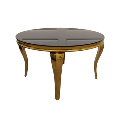 Louis Dining Table Gold with Glass Tops [Grey / White or Black] Glass Top - Table ONLY
