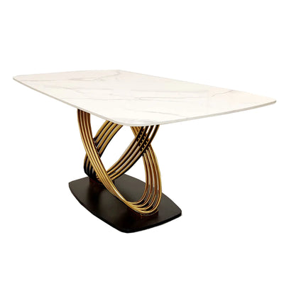 Orion Gold Dining Table with Polar White Sintered Stone Top  (180cm)