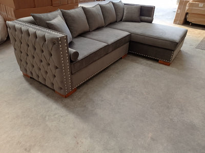 The Moscow Corner Sofa in Luxury Dark Grey Velvet - Right Hand Side