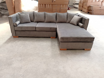 The Moscow Corner Sofa in Luxury Dark Grey Velvet - Right Hand Side