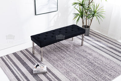 The Knightsbridge Luxury Bench in Black Velvet (130cm)