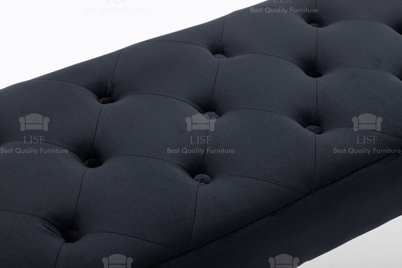 The Louis Luxury Bench in Black Velvet (130cm)