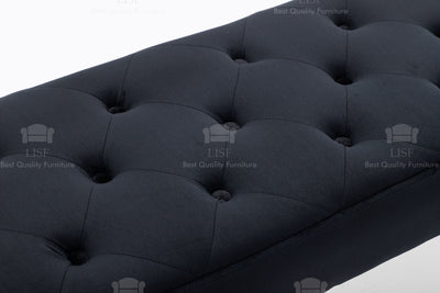 The Knightsbridge Luxury Bench in Black Velvet (130cm)