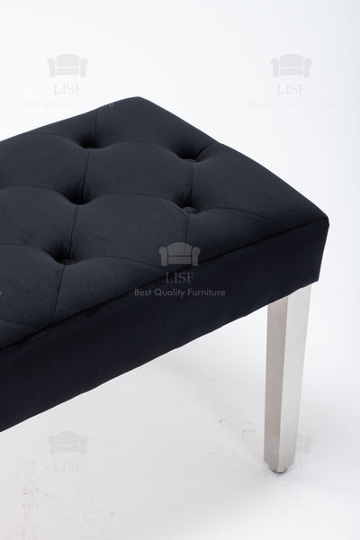The Knightsbridge Luxury Bench in Black Velvet (130cm)