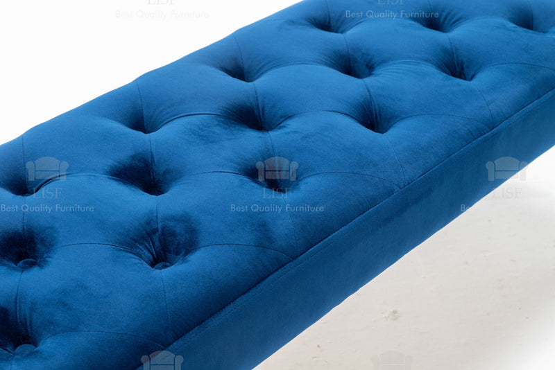 The Knightsbridge Luxury Bench in Blue Velvet (130cm)