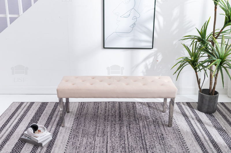 The Knightsbridge Luxury Bench in Cream Velvet (130cm)