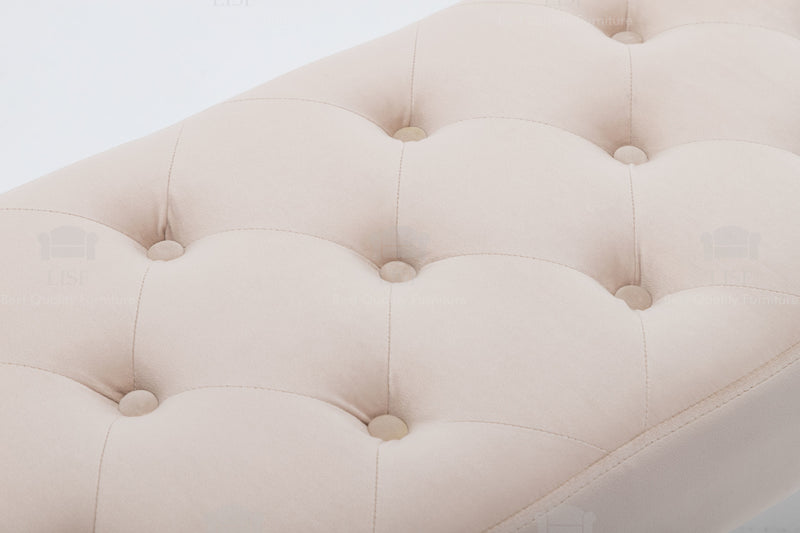 The Knightsbridge Luxury Bench in Cream Velvet (130cm)
