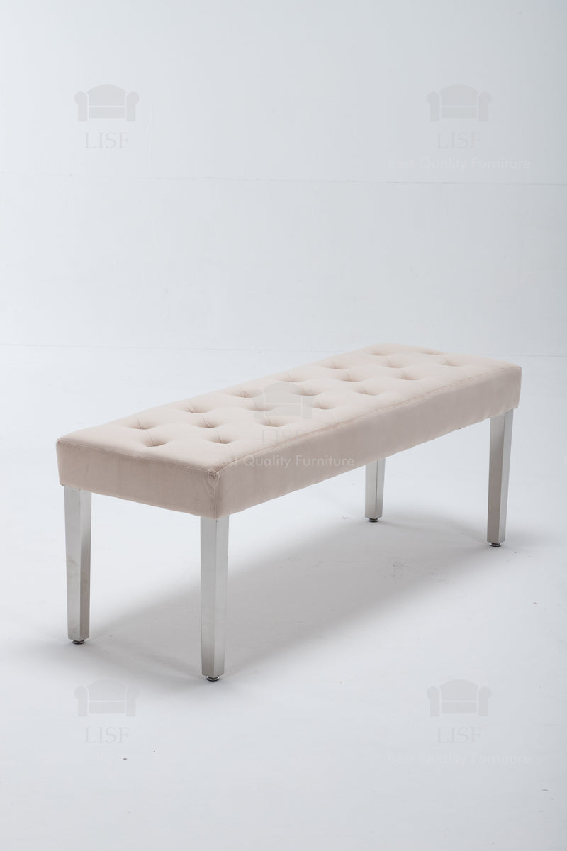 The Knightsbridge Luxury Bench in Cream Velvet (130cm)