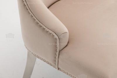 Knightsbridge Dining Chairs in Luxury Cream Velvet Knocker Back - (Door Bell)