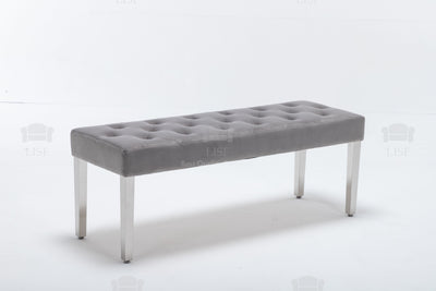 The Knightsbridge Luxury Bench in Grey Velvet (130cm)