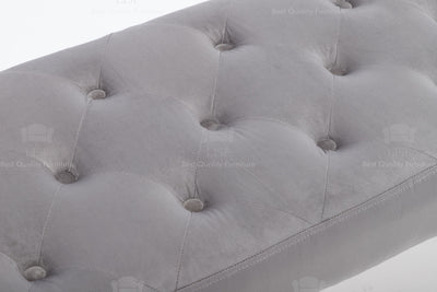 The Knightsbridge Luxury Bench in Grey Velvet (130cm)