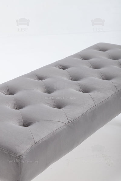 The Knightsbridge Luxury Bench in Grey Velvet (130cm)