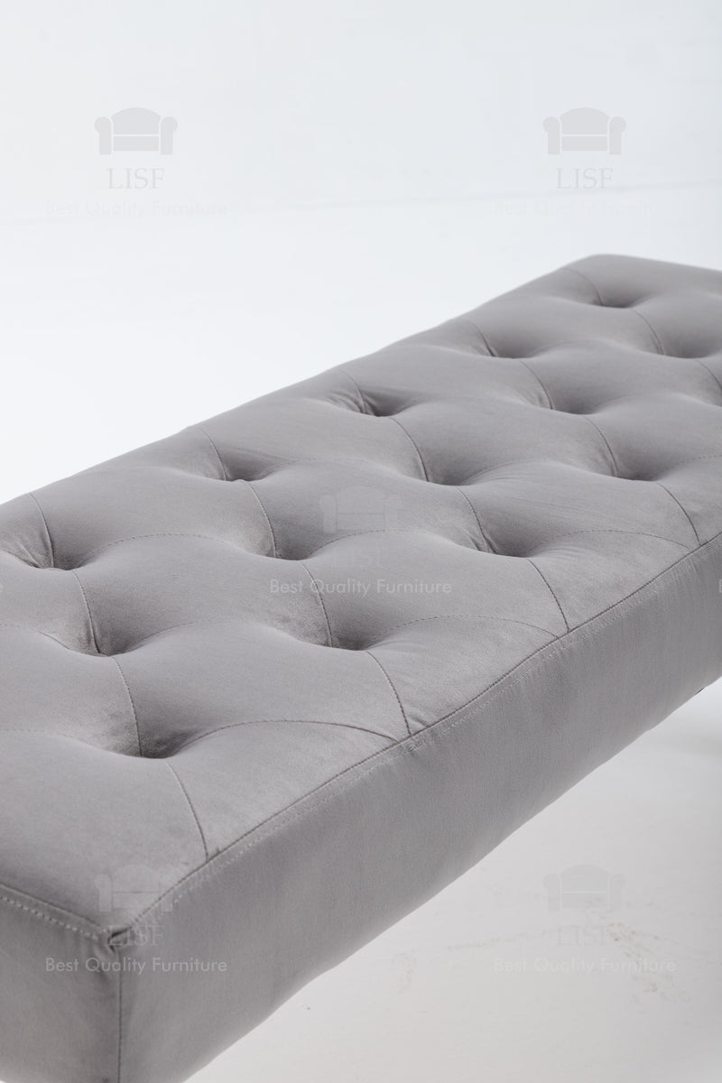 The Knightsbridge Luxury Bench in Grey Velvet (130cm)