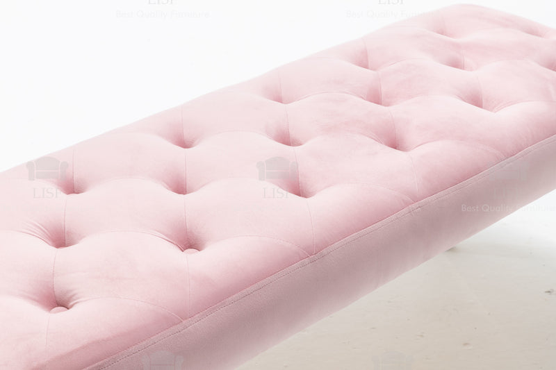 The Knightsbridge Luxury Bench in Pink Velvet (130cm)