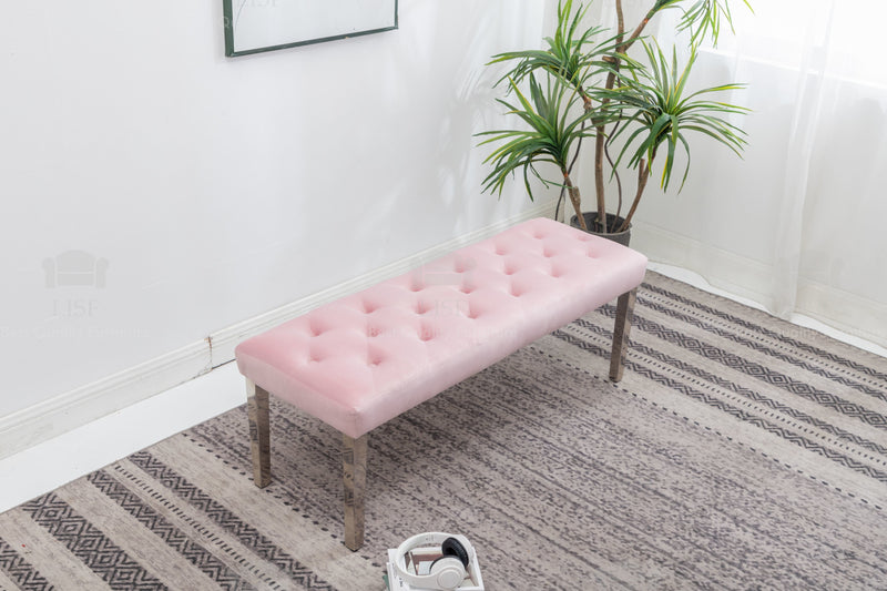 The Knightsbridge Luxury Bench in Pink Velvet (130cm)
