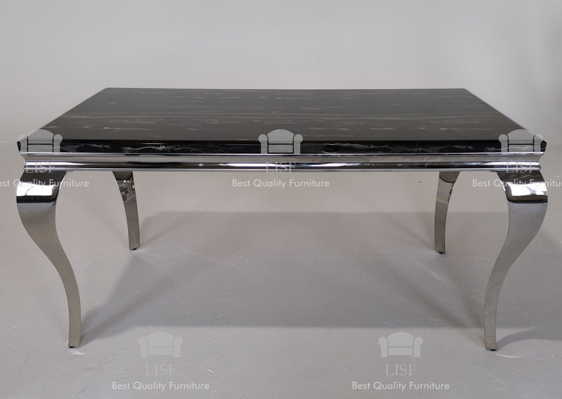 The Louis Dining Table (140cm) in [Grey / Cream or Black] Marble Top - Table ONLY