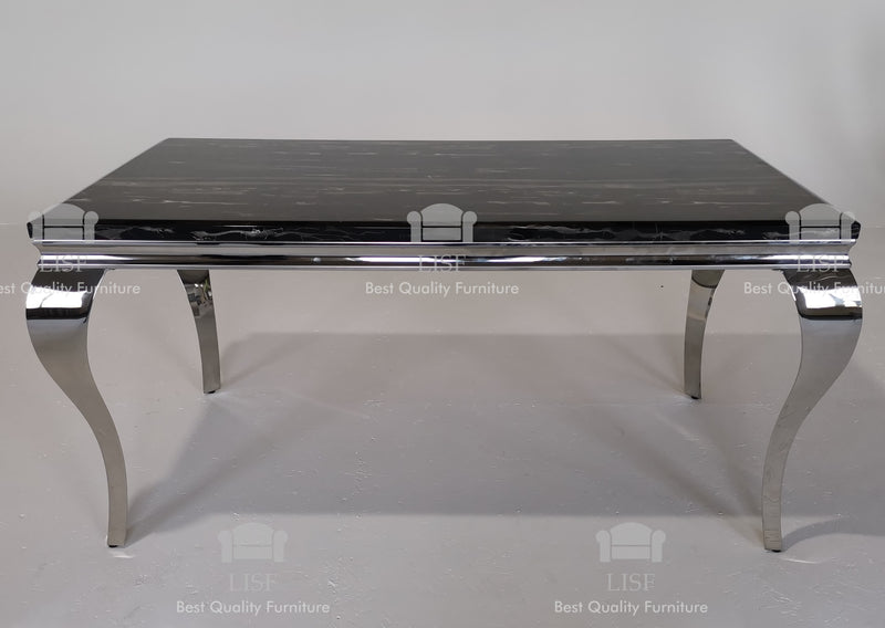 The Louis Dining Table (160cm) in Black Marble Top - Table ONLY