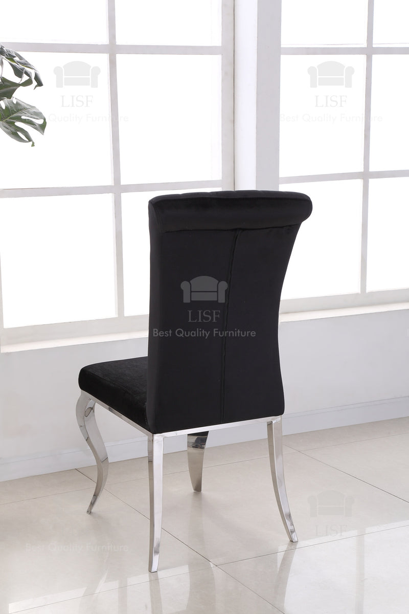 Liyana Luxury Italian Style Dining Chairs - Black Velvet