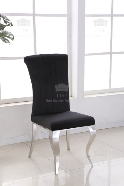 Liyana Luxury Italian Style Dining Chairs - Black Velvet