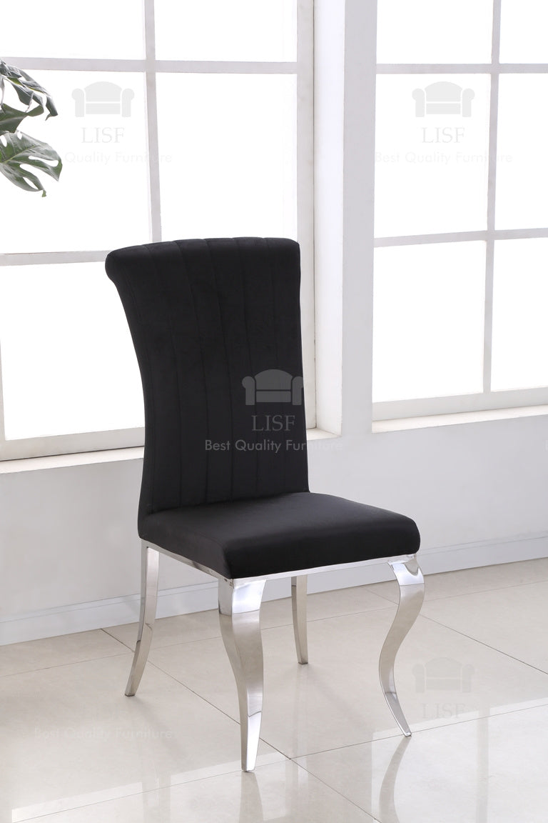 Liyana Luxury Italian Style Dining Chairs - Black Velvet