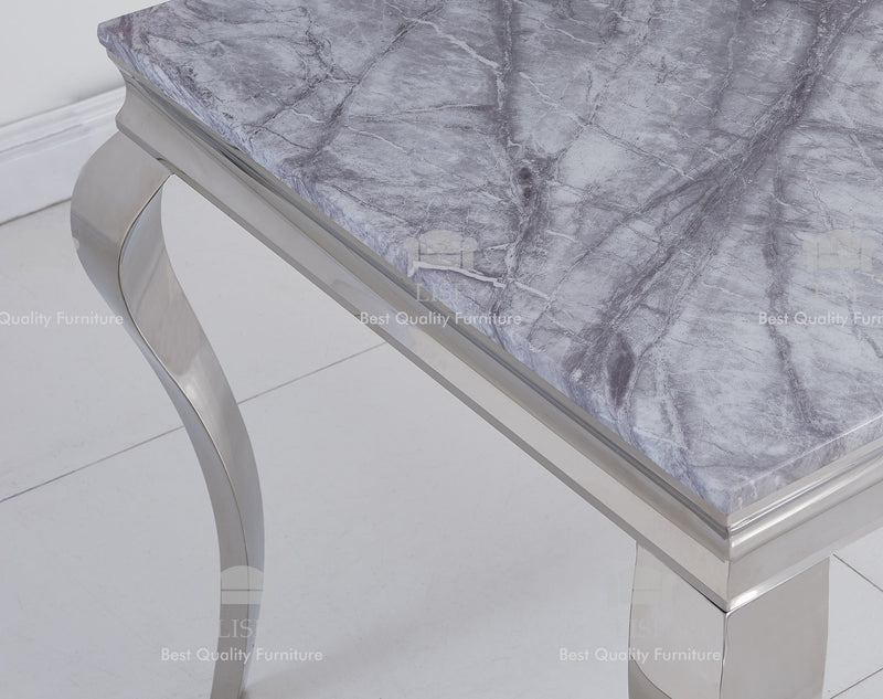 The Louis Dining Table (140cm) in [Grey / Cream or Black] Marble Top - Table ONLY