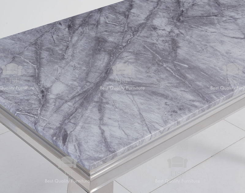 The Louis Dining Table (160cm) in Grey Marble Top - Table ONLY