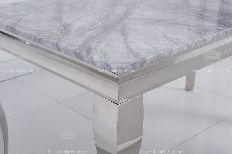 The Louis Dining Table (140cm) in [Grey / Cream or Black] Marble Top - Table ONLY