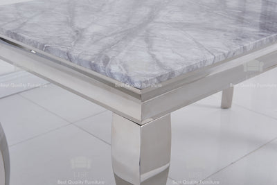 The Louis Dining Table (160cm) in Grey Marble Top - Table ONLY