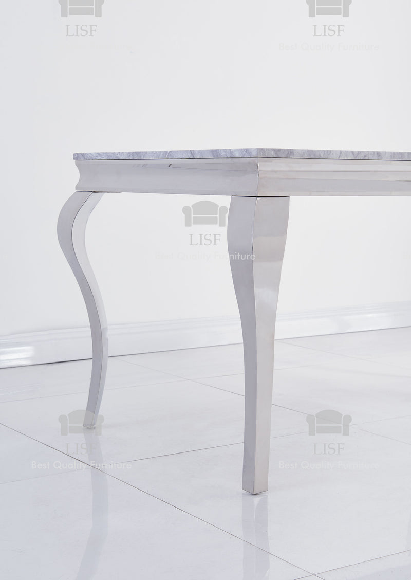 The Louis Dining Table (160cm) in Grey Marble Top - Table ONLY