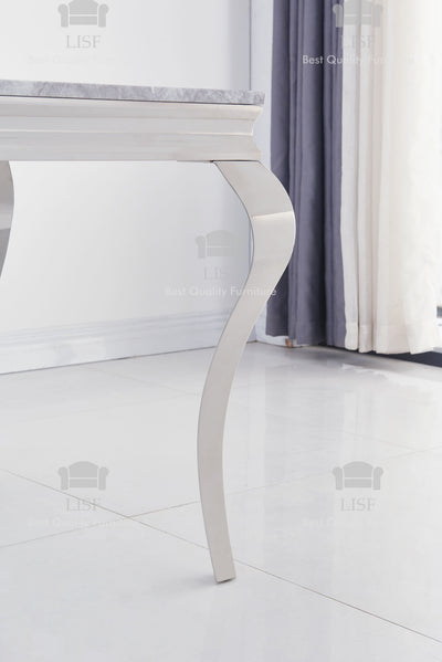 The Louis Dining Table (140cm) in [Grey / Cream or Black] Marble Top - Table ONLY