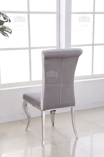 Liyana Luxury Italian Style Dining Chairs - Grey Velvet