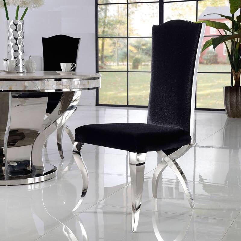 LUXURY ITALIAN STYLE DINING CHAIR (BLACK VELVET)