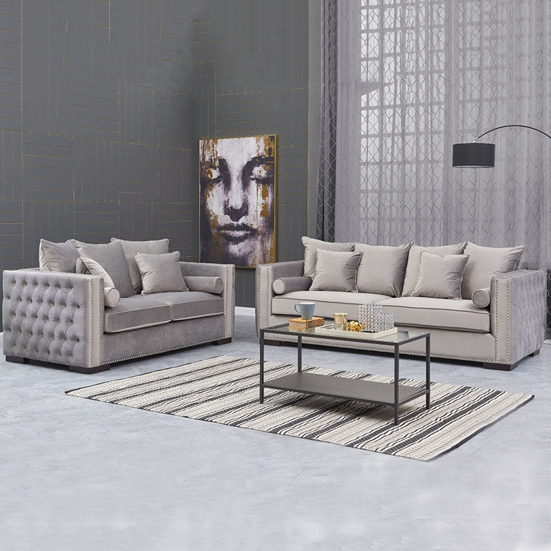 Moscow Sofas Sets in Luxury Grey Silver Velvet