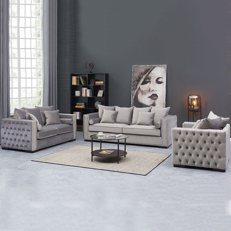 Moscow Sofas Sets in Luxury Grey Silver Velvet