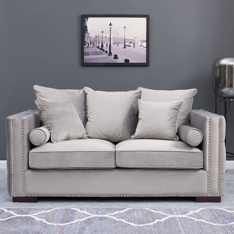 Moscow 2 Seater Sofa in Luxury Grey Silver Velvet