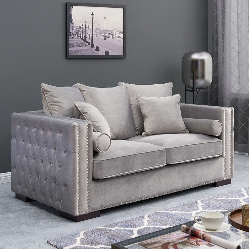 Moscow 2 Seater Sofa in Luxury Grey Silver Velvet