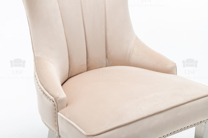 Montpellier Lion Head Dining Chair in luxury Cream Velvet