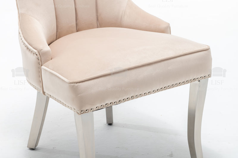 Montpellier Lion Head Dining Chair in luxury Cream Velvet