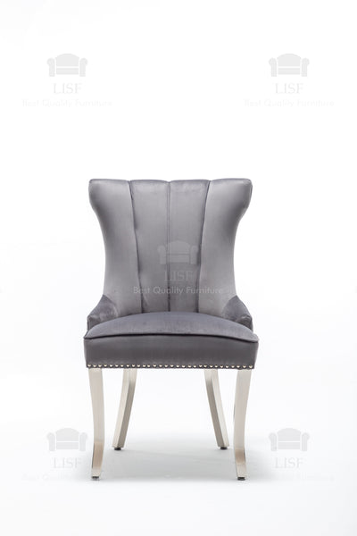 Montpellier Lion Head Dining Chair in luxury Dark Grey Velvet