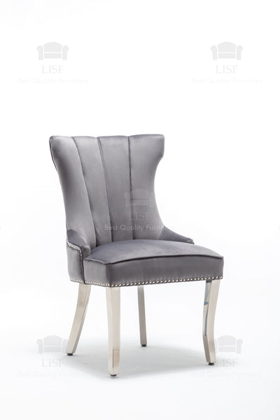 Montpellier Lion Head Dining Chair in luxury Dark Grey Velvet