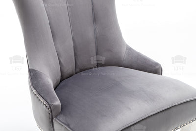 Montpellier Lion Head Dining Chair in luxury Dark Grey Velvet