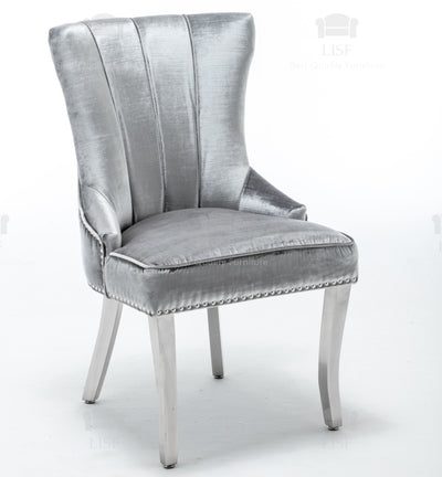 Montpellier Lion Head Dining Chair in luxury Silver Velvet