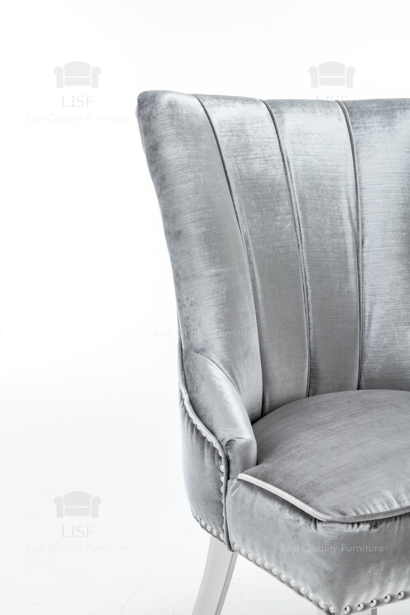 Montpellier Lion Head Dining Chair in luxury Silver Velvet