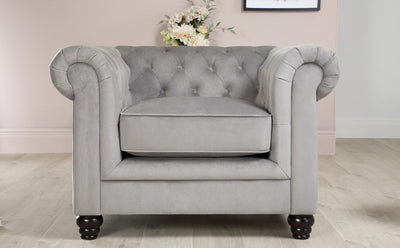 The Chesterfield Sofas Sets in Luxury Grey Velvet