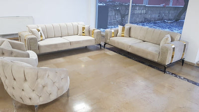 The Lyon 2 Seater Sofa  in Luxury Cream Velvet