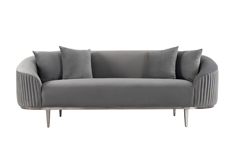 Lisbon Grey Velvet Luxury Modern Sofa [ 3 Seater ]