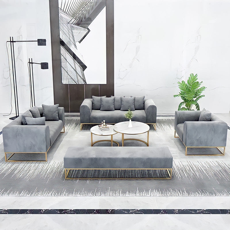 Larissa Sofas Sets in Luxury Grey Velvet