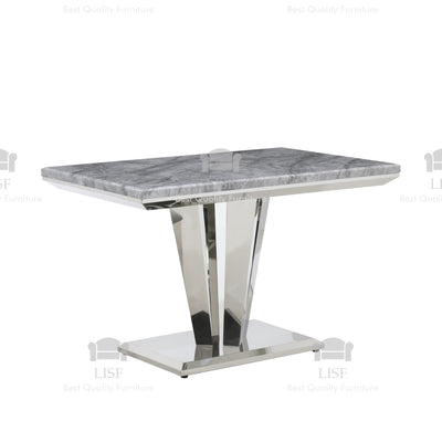 The Arturo Marble Dining set (120cm) + 2 or 4 Hampton Chairs (Grey or Black)