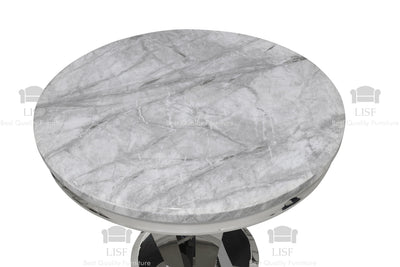 The Arturo Rounded Marble Dining set (90cm) + 2 or 4 Hampton Chairs (Grey or Black)